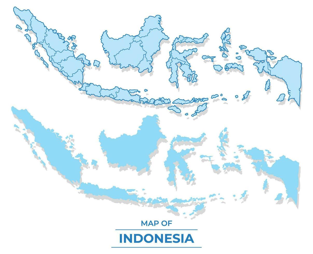 vector Indonesia mapa conjunto sencillo plano y contorno estilo ilustración