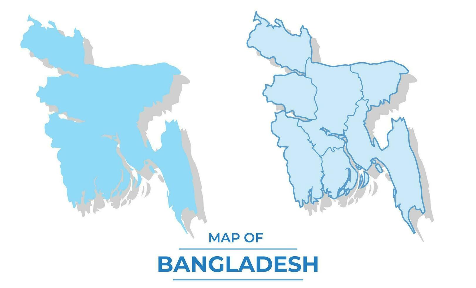 Vector Bangladesh map set simple flat and outline style illustration