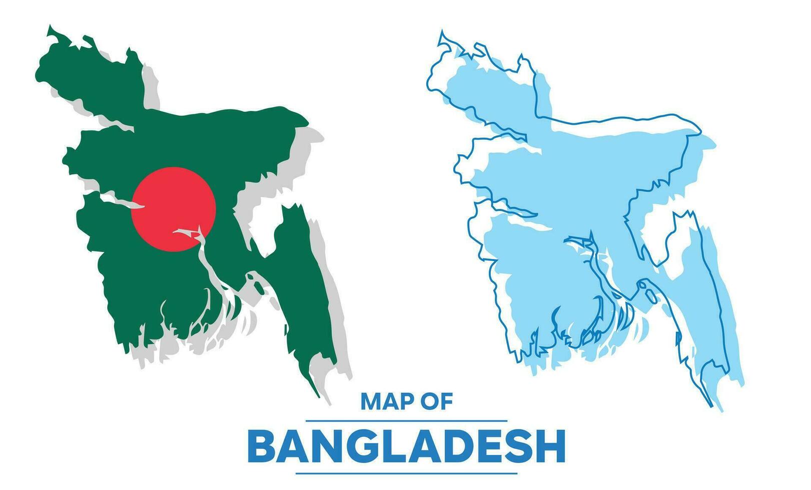 Vector Bangladesh flag map set simple flat illustration