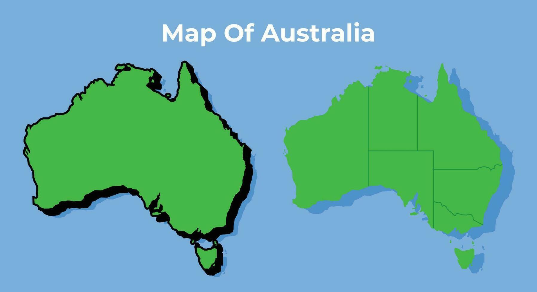 Vector Australia 3D map set simple flat illustration