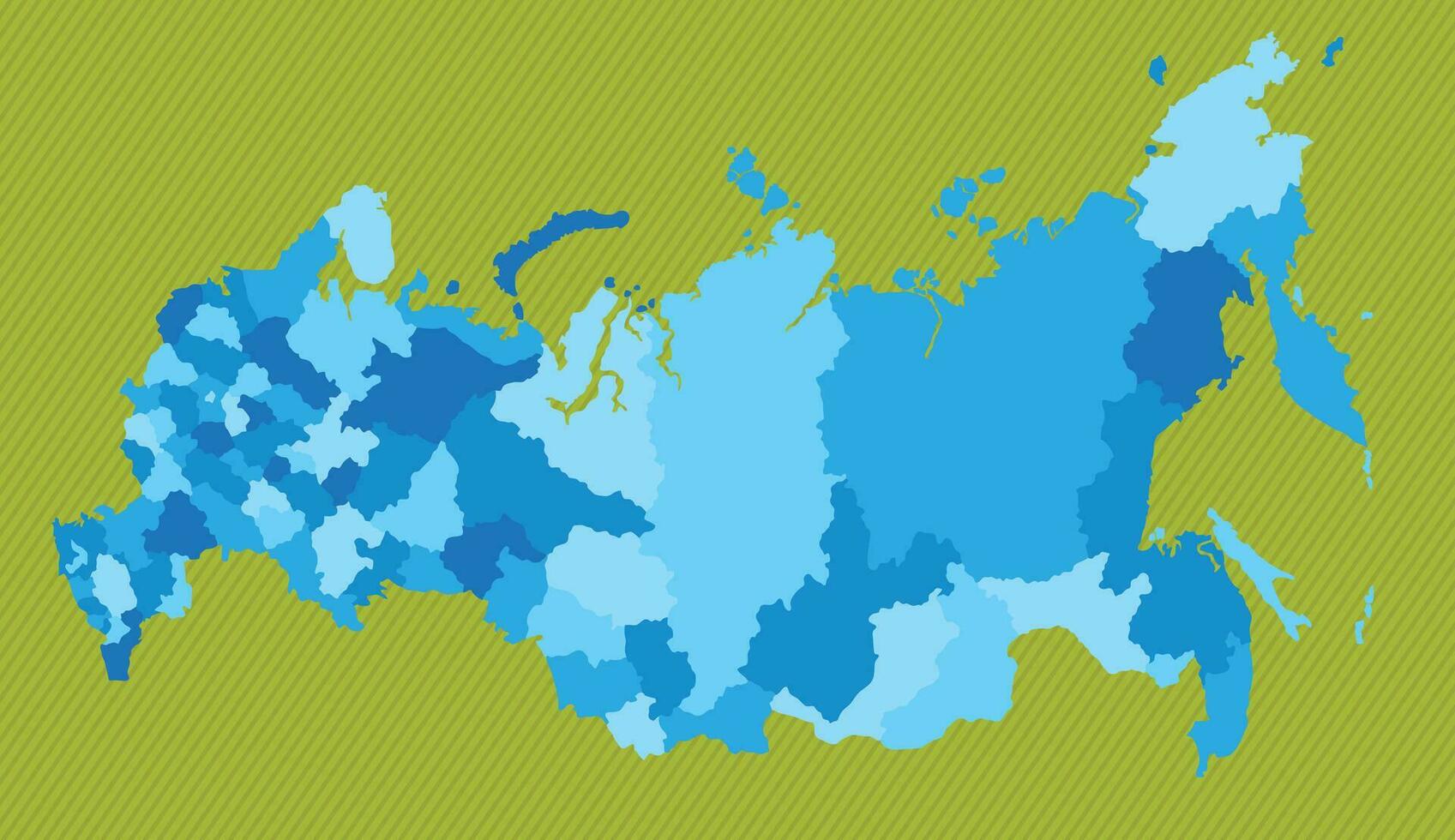 Rusia mapa con frontera de el regiones azul político mapa verde antecedentes vector ilustración
