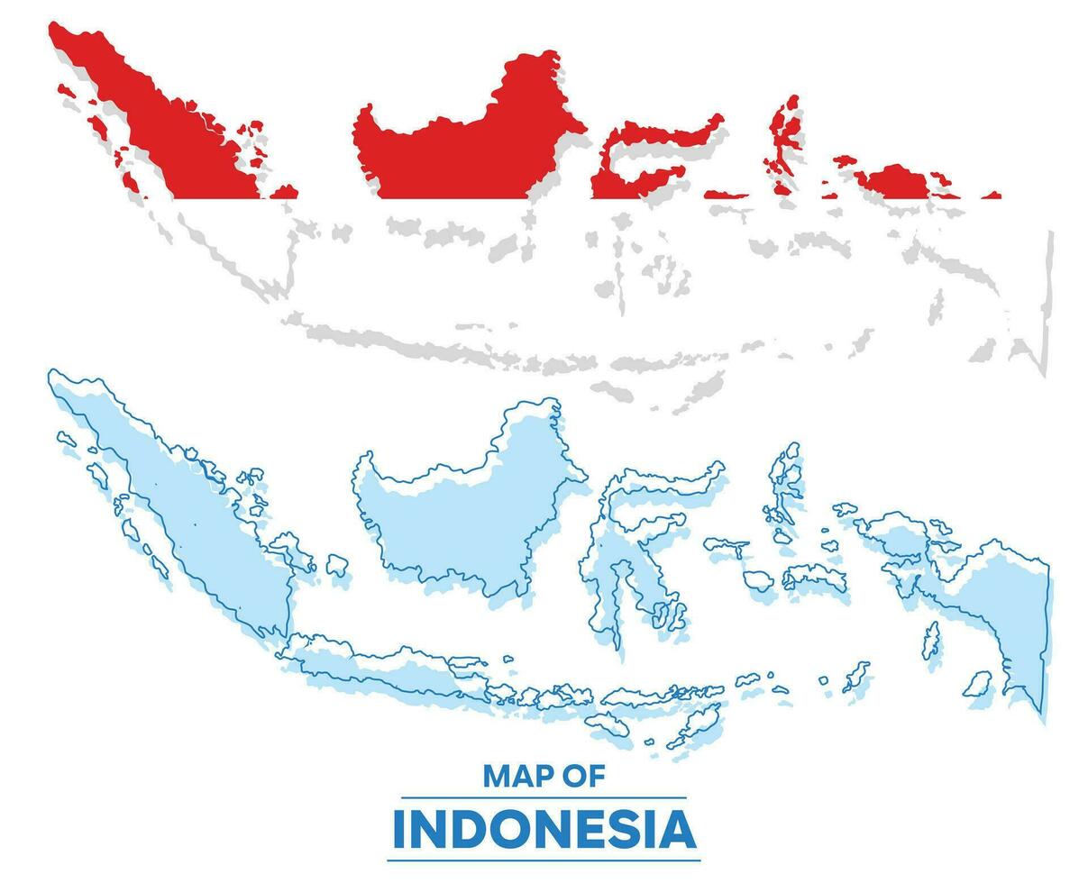 Vector Indonesia flag map set simple flat illustration