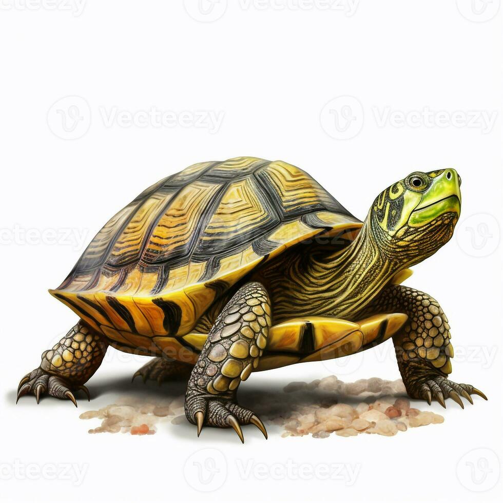 Beautiful big wild turtle looking forward is shown in full length, Ai generated photo