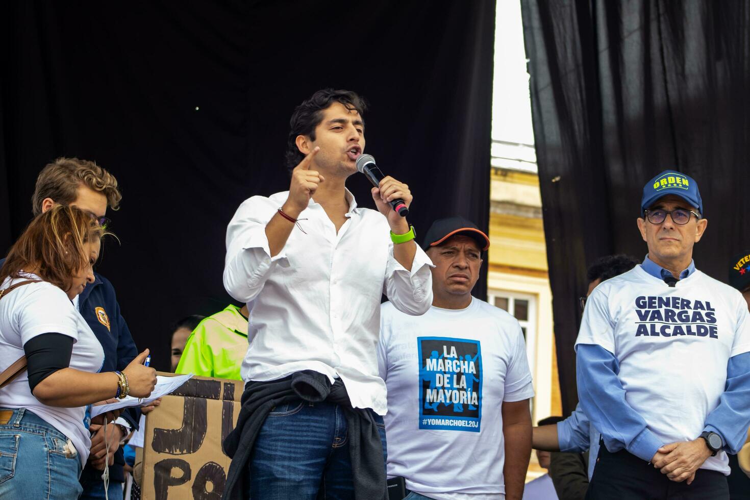 Bogota, Colombia, 16 August 2023. Ariel Ricardo Armel at the march asking for Gustavo Petro impeachment. Peaceful protest. La Marcha de la Mayoria. photo