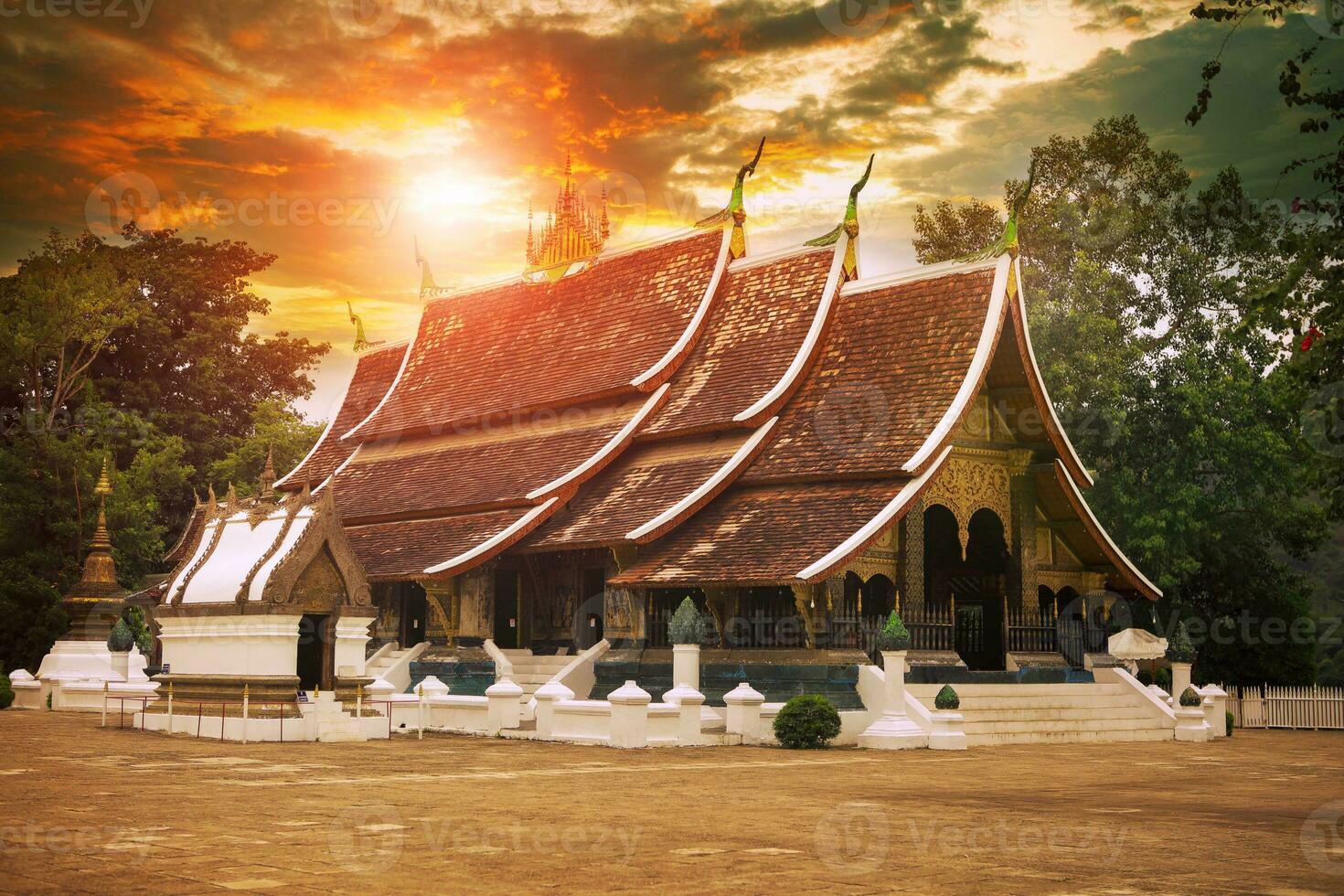 wat xiangthong one of world heritage site of unesco in luangprabang northern of lao, wat xiang thong is important landmark in luang prabang traveling destination photo