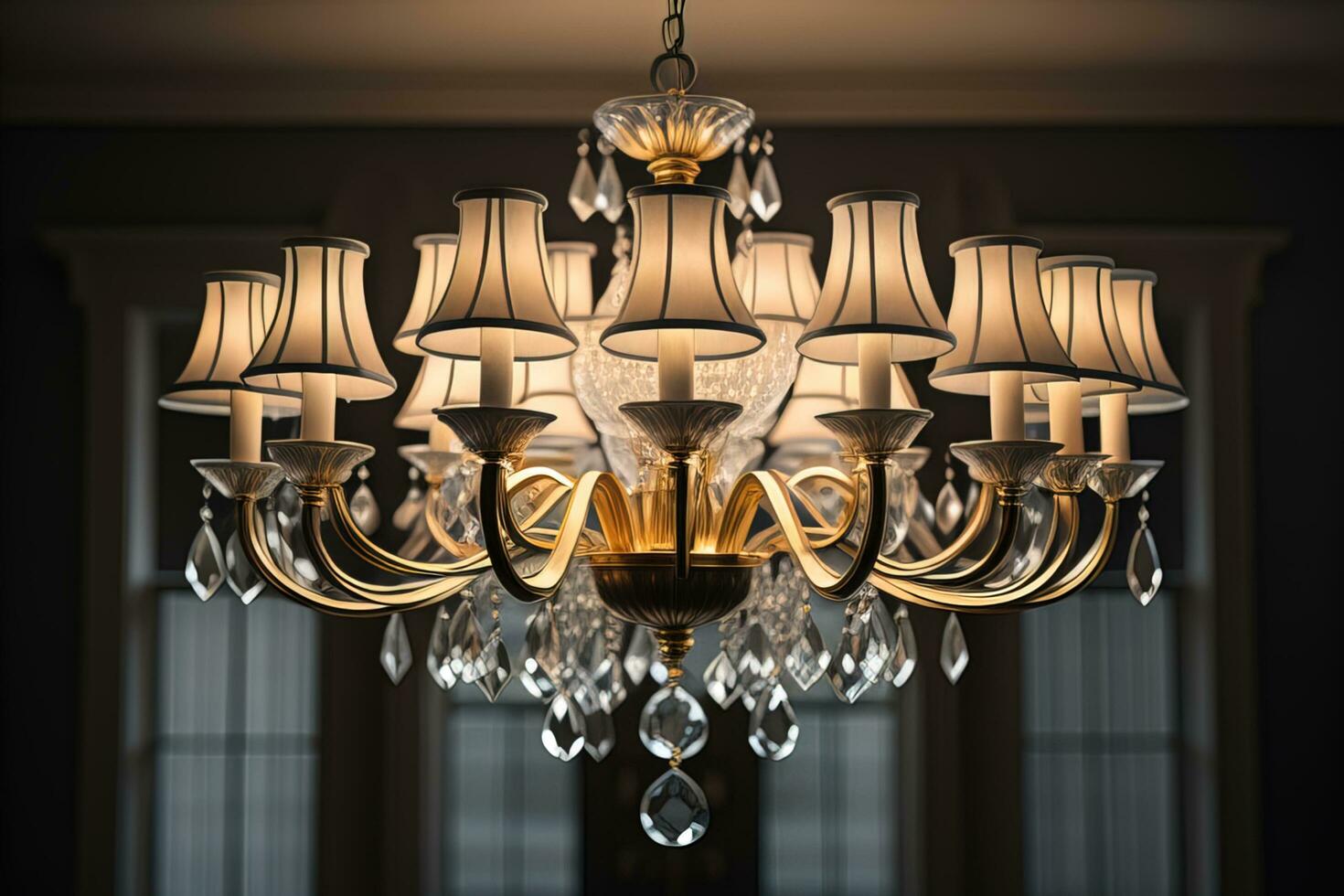 Luxury chandelier isolated on dark background. ai generative photo