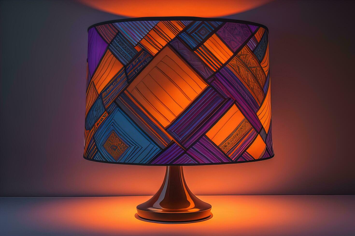 a decorative and colorful lamp on a solid color background. ai generative photo