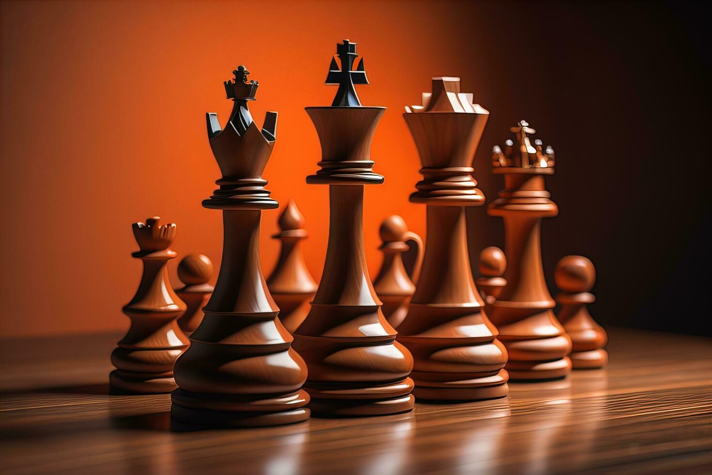 Different chess piece on a solid color background. ai generative photo