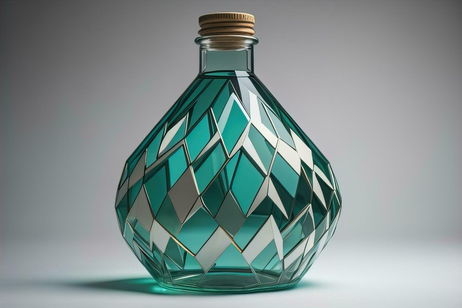 Bottle with a liquid on a solid color background. ai generative photo