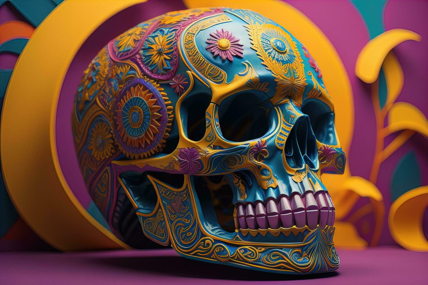 Day of the Dead sugar skull. Mexican sugar skull. ai generative photo