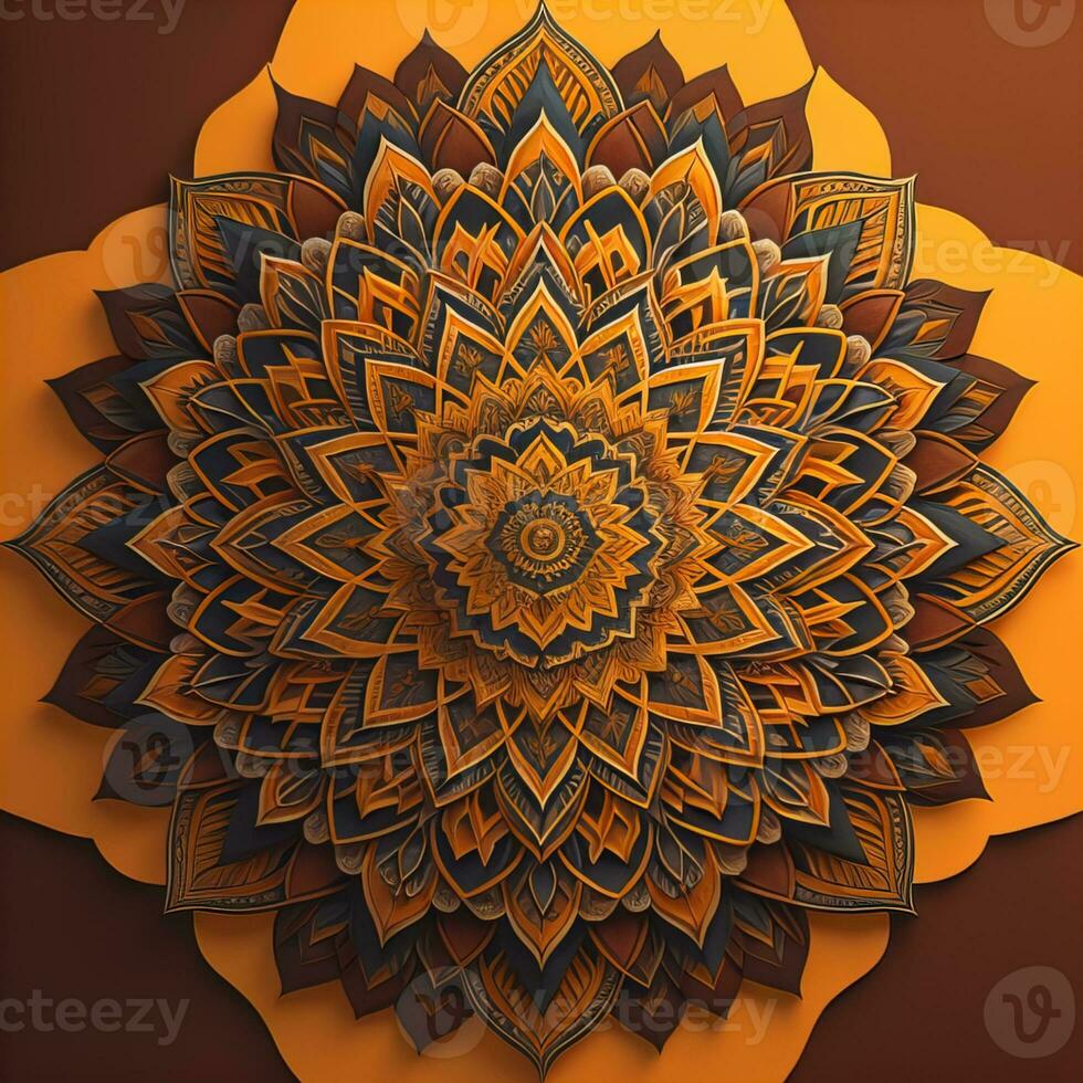 Mandala pattern. Vintage decorative elements. Hand drawn oriental background. ai generative photo