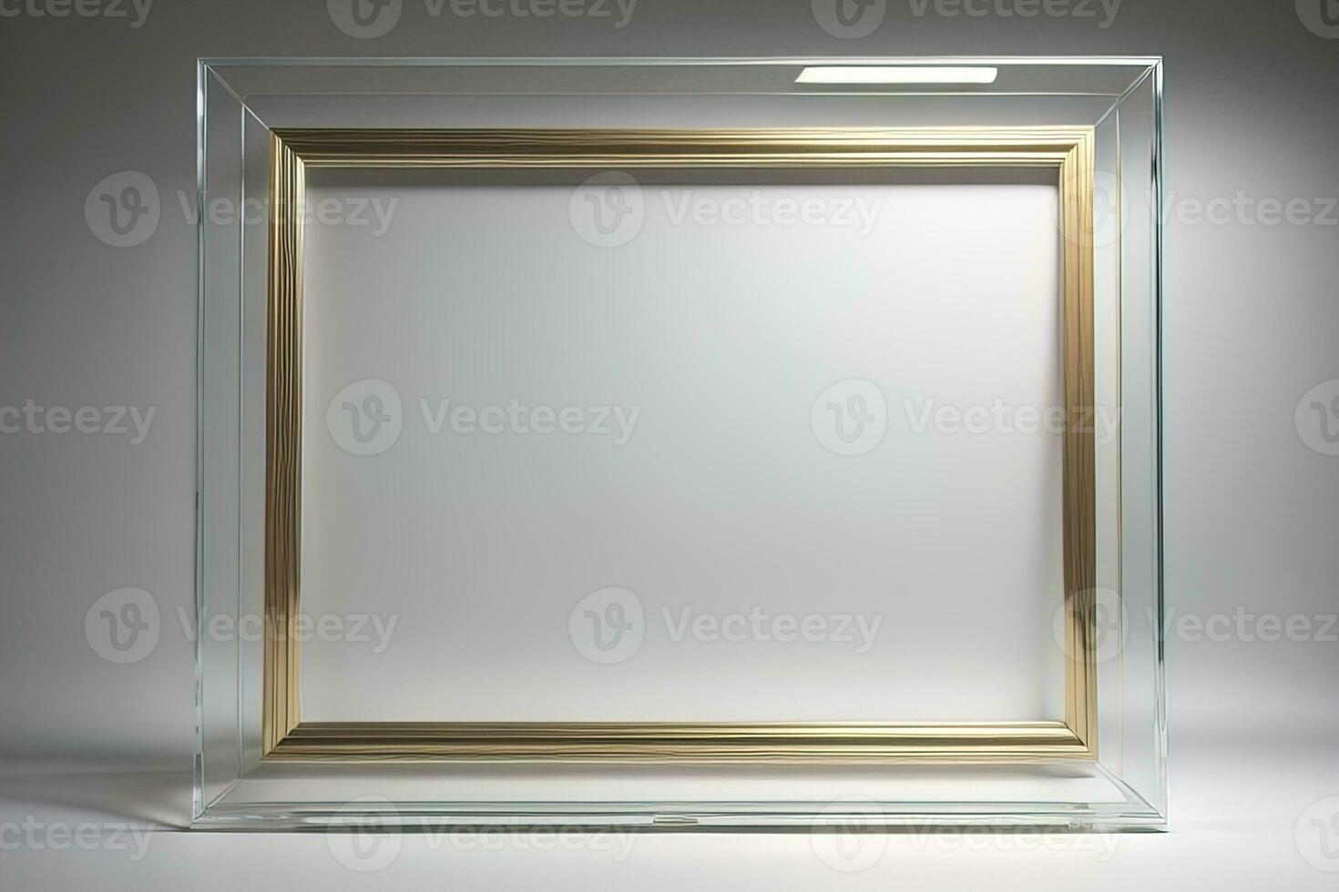 Glass picture frame on a solid color background. ai generative photo