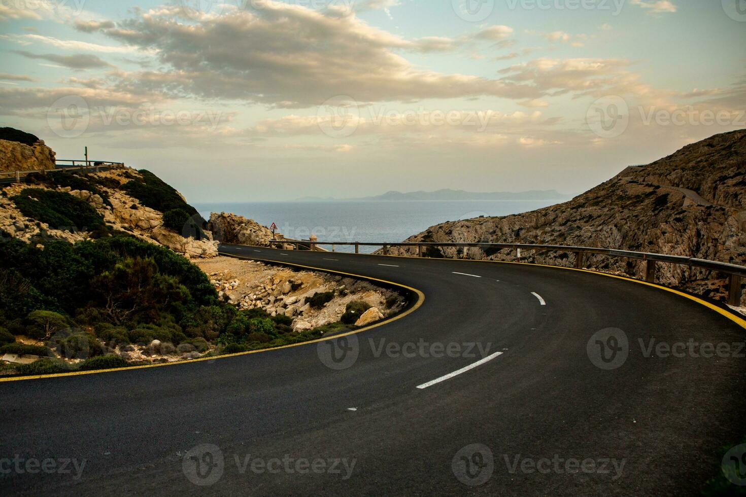 Hiking holidays Mallorca, Spain. Beautiful picture with landscape of Serra de Tramuntana mountains in the island of Majorca in Mediterranean sea. Paradise for bikers. Adventure travel. photo