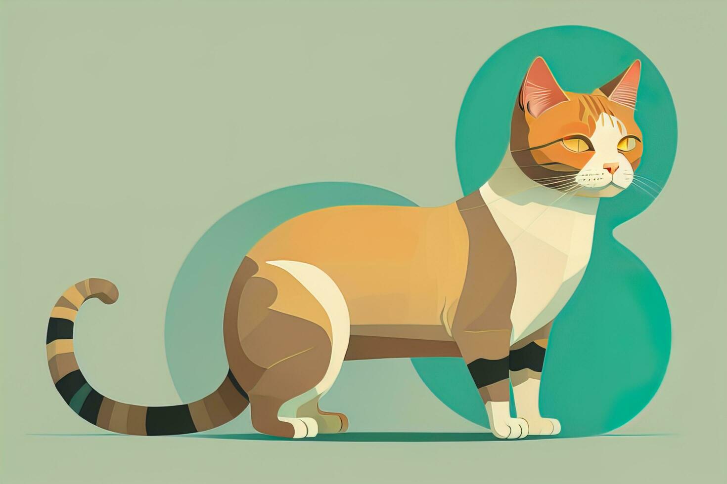 Cute cat sitting on the floor. Vector illustration in retro style. ai generative photo