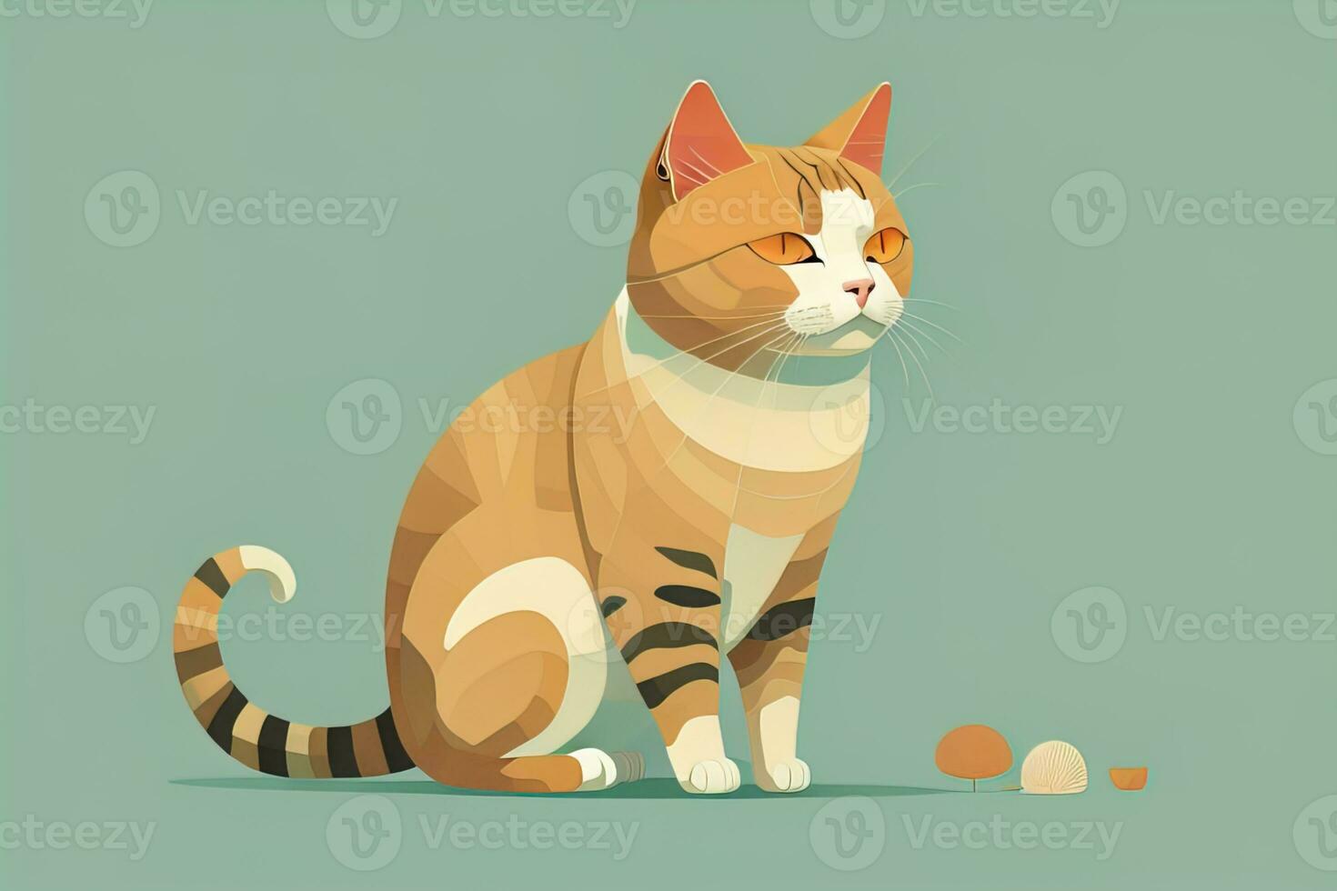 Cute cat sitting on the floor. Vector illustration in retro style. ai generative photo