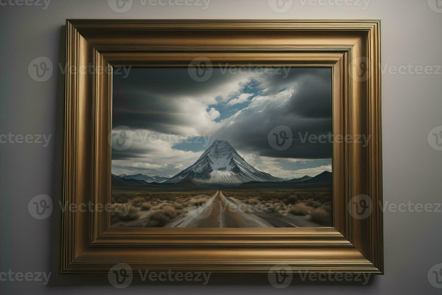 Glass picture frame on a solid color background. ai generative photo