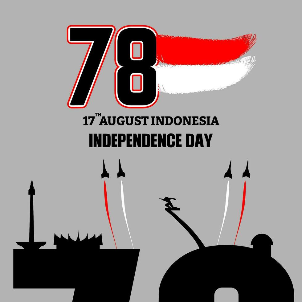 indonesia independence day greetings.with gray background.vector illustration vector