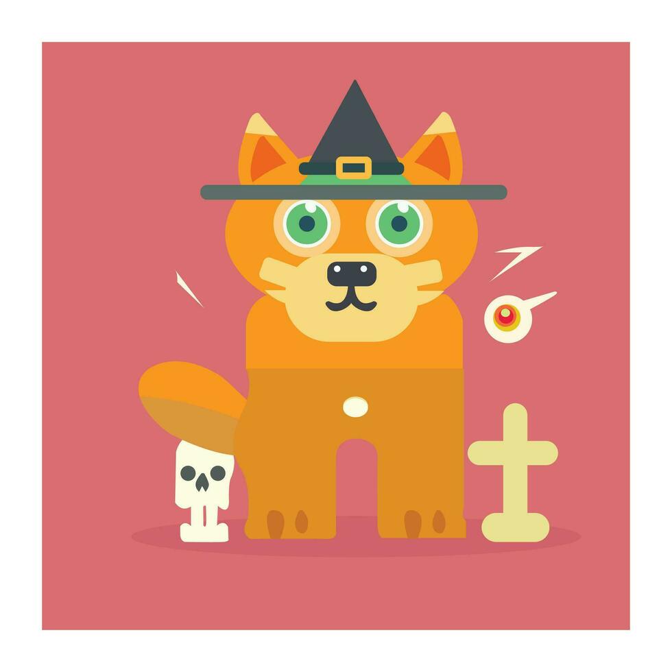 Hand drawn halloween dog, flat dog vector Pets dressed in halloween costumes