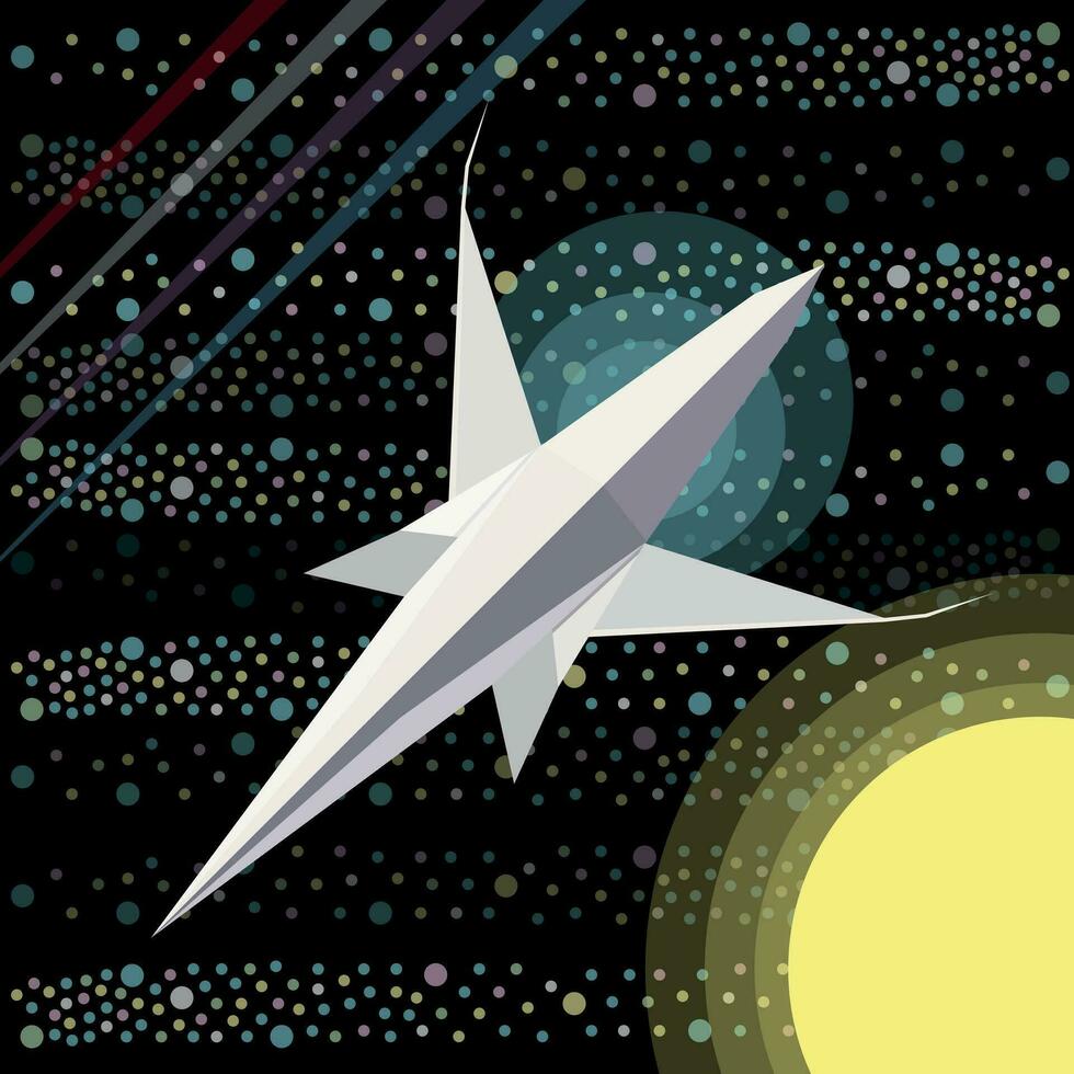 spaceship navigating outer space vector