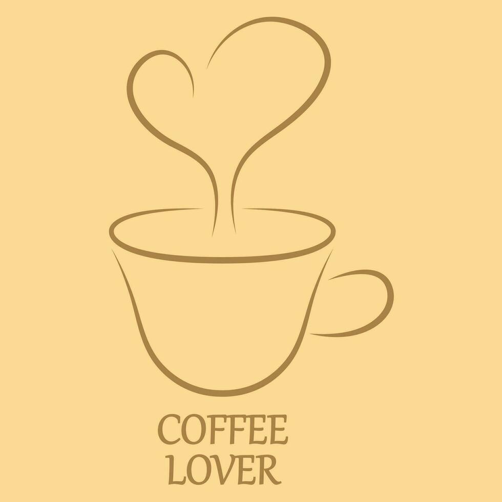 Minimalist cup of coffee with heart vector
