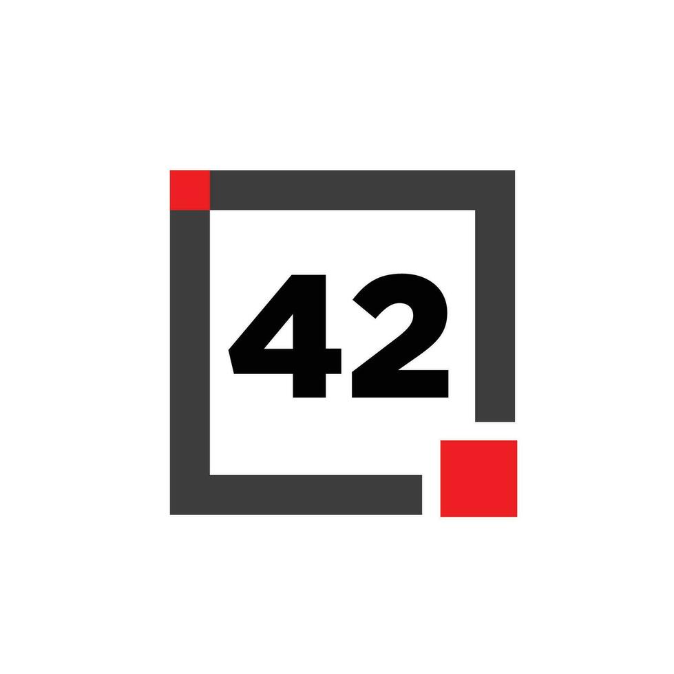 42 number with square icon. 42 dot monogram. vector