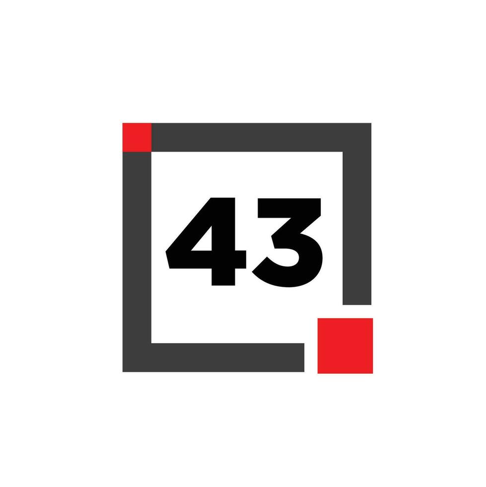 43 number with square icon. 43 dot monogram. vector