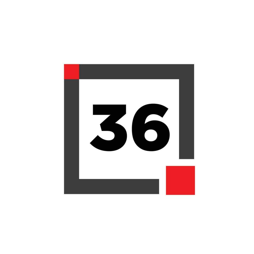 36 number with square icon. 36 dot monogram. vector
