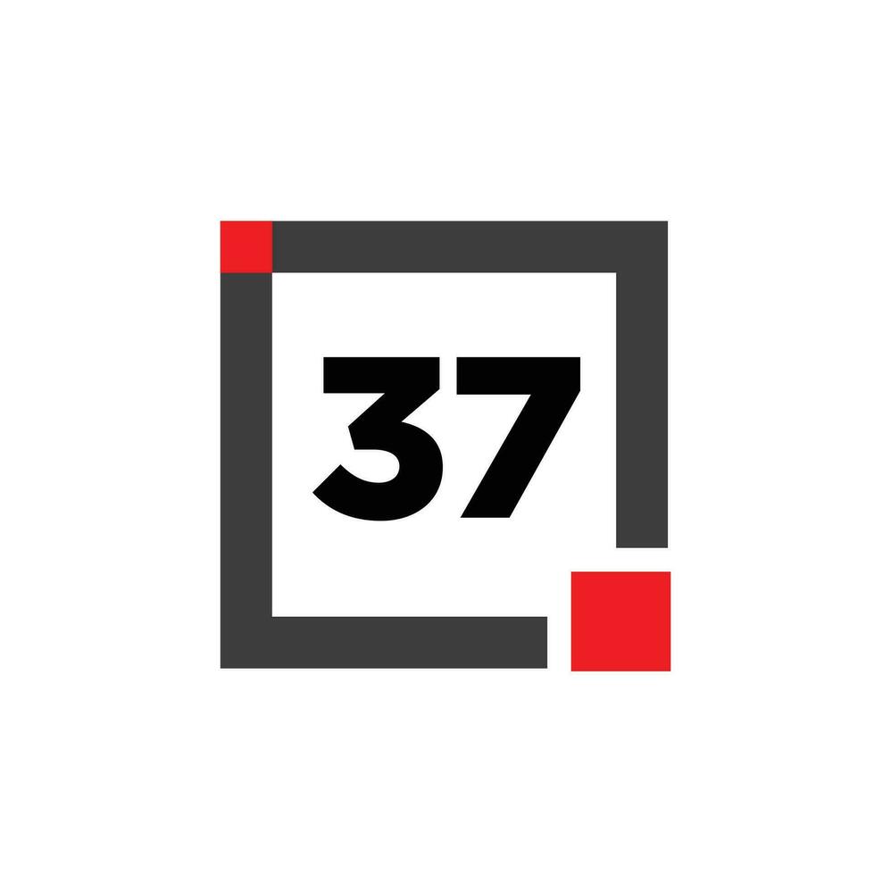 37 number with square icon. 37 dot monogram. vector