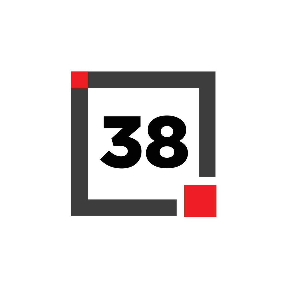 38 number with square icon. 38 dot monogram. vector