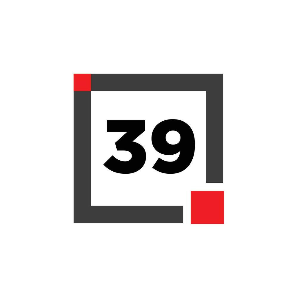 39 number with square icon. 39 dot monogram. vector