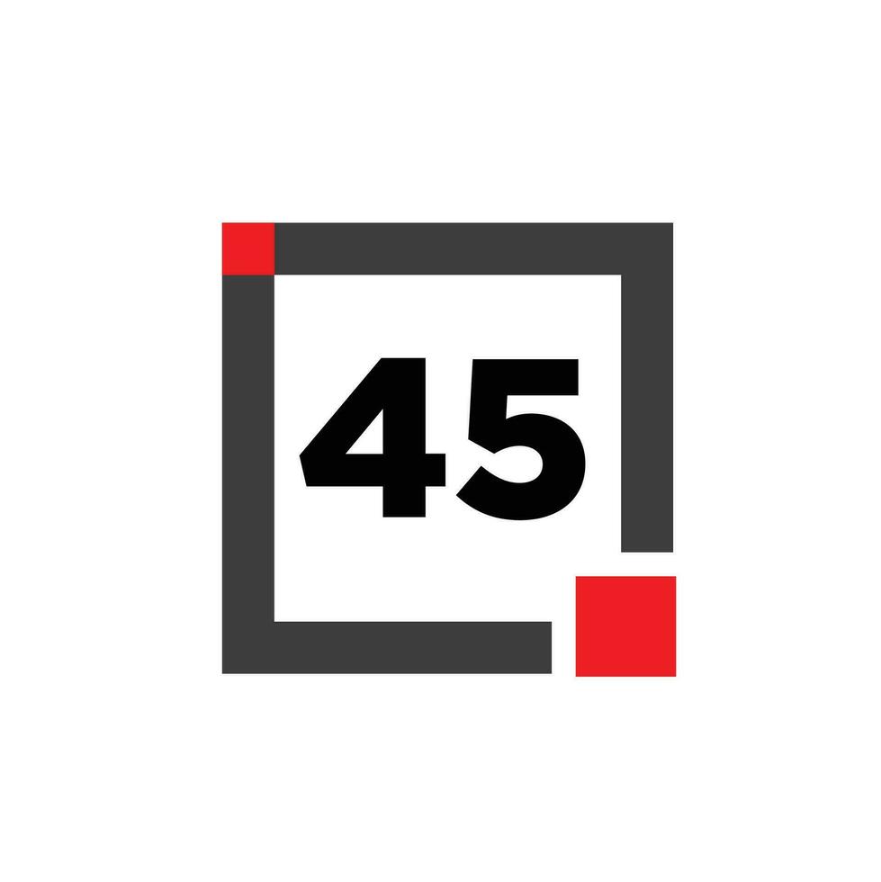 45 número con cuadrado icono. 45 punto monograma. vector