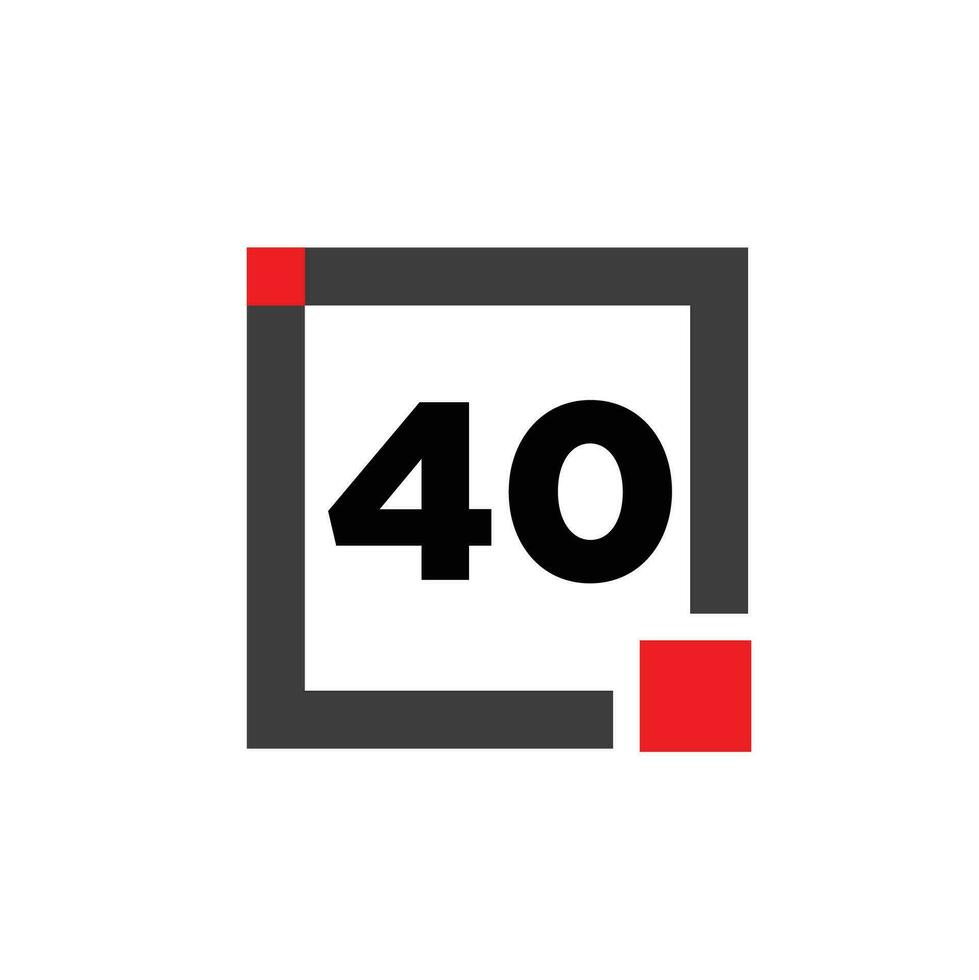 40 number with square icon. 40 dot monogram. vector