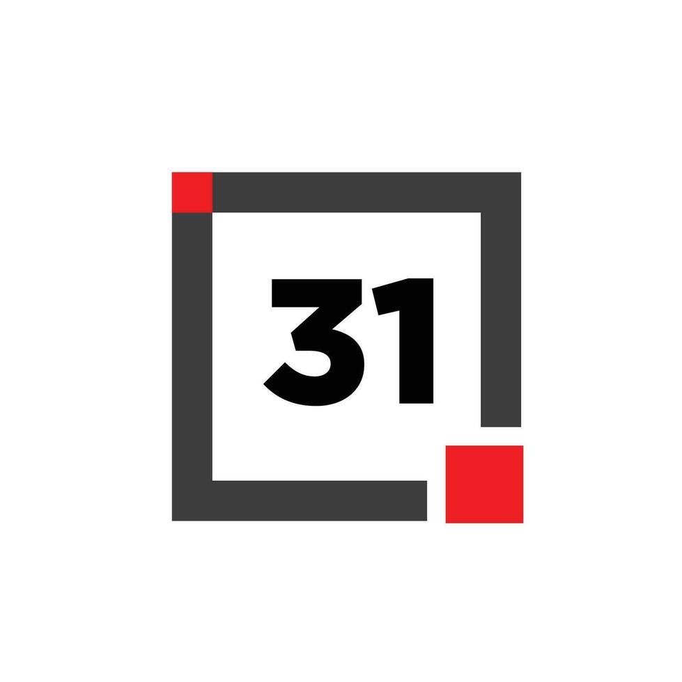 31 number with square icon. 31 dot monogram. vector