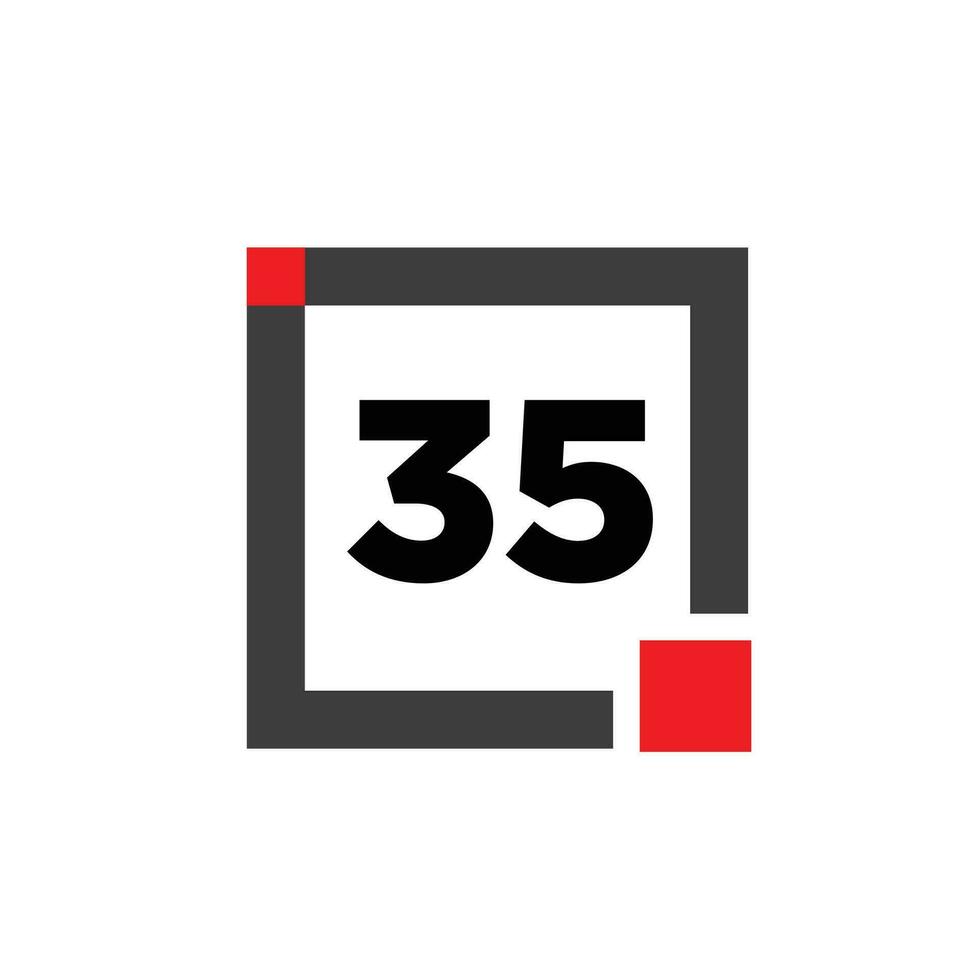 35 number with square icon. 35 dot monogram. vector