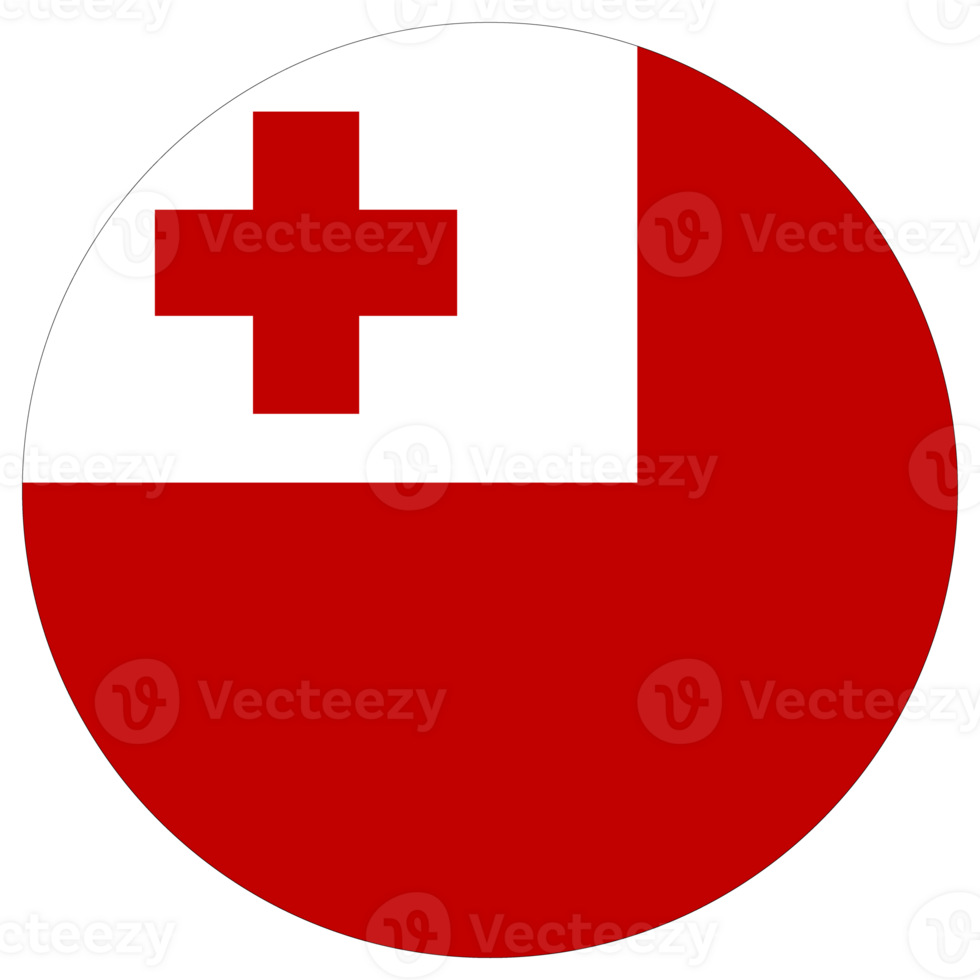 Tonga flag circle shape. Flag of Tonga round shape png