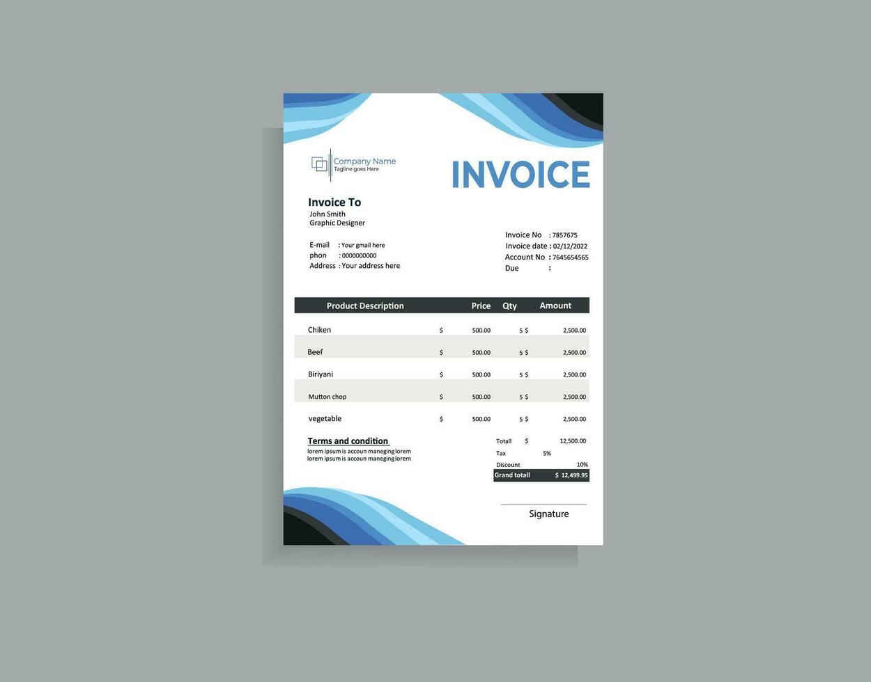 Minimal Invoices with Abstract Shapes vector