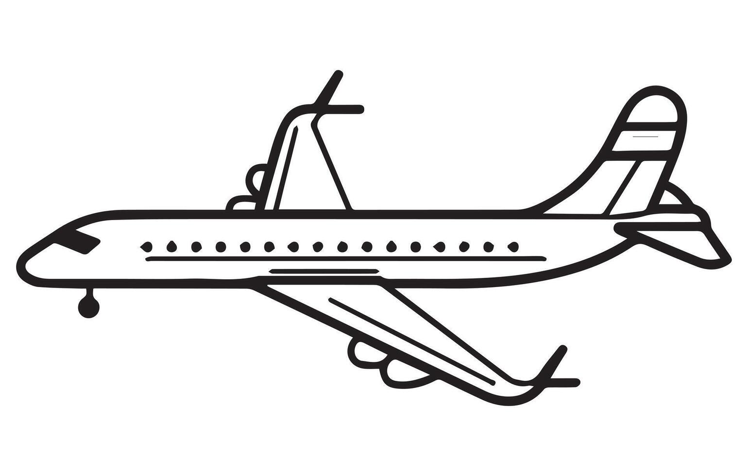 avión de línea. editable contorno bosquejo de avión. valores vector ilustración, contorno dibujo avión en un plano estilo,