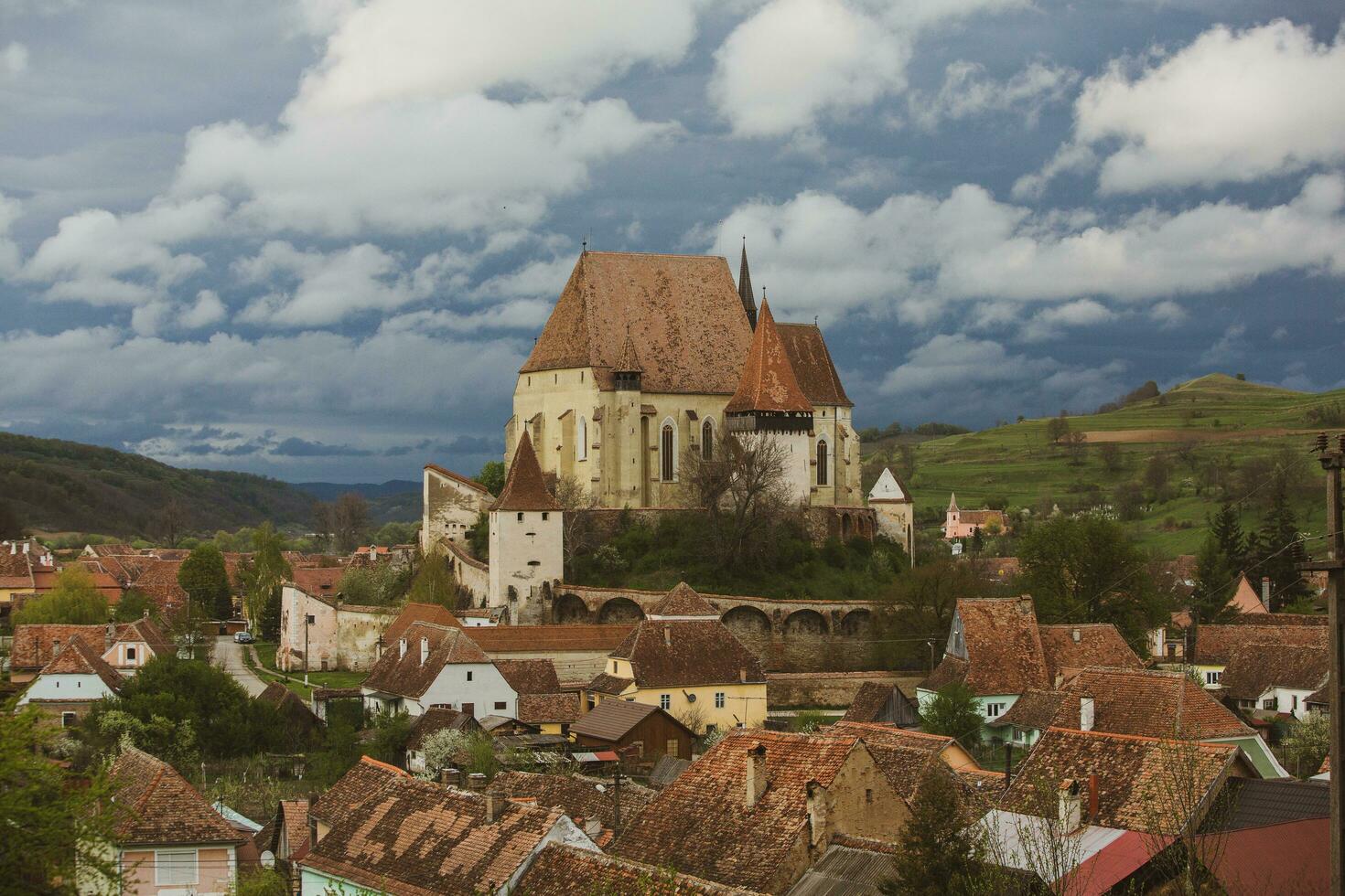 Biertan a very beautiful medieval village in Transylvania, Romania. A historical town in Romania that has preserved the Frankish and Gothic architectural style. Travel photo. photo