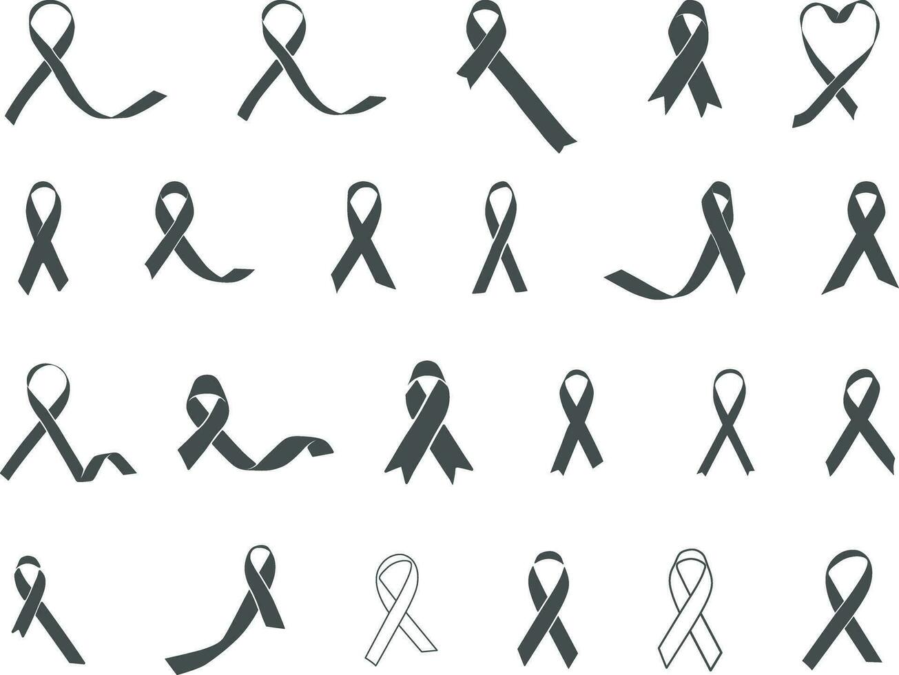 Awareness Ribbon Silhouette, Ribbon Silhouette,  Cancer Ribbon Silhouette vector