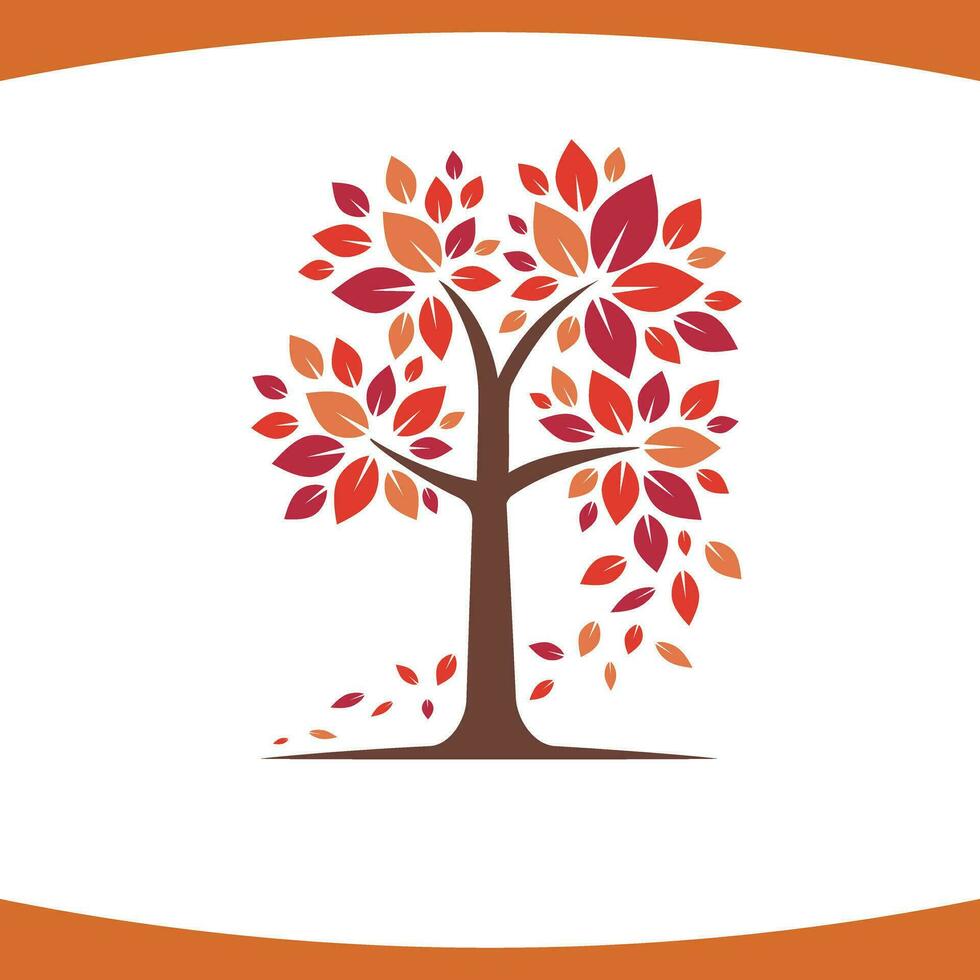 Autumn Tree Fall Leaves In Motion Logo Vector
