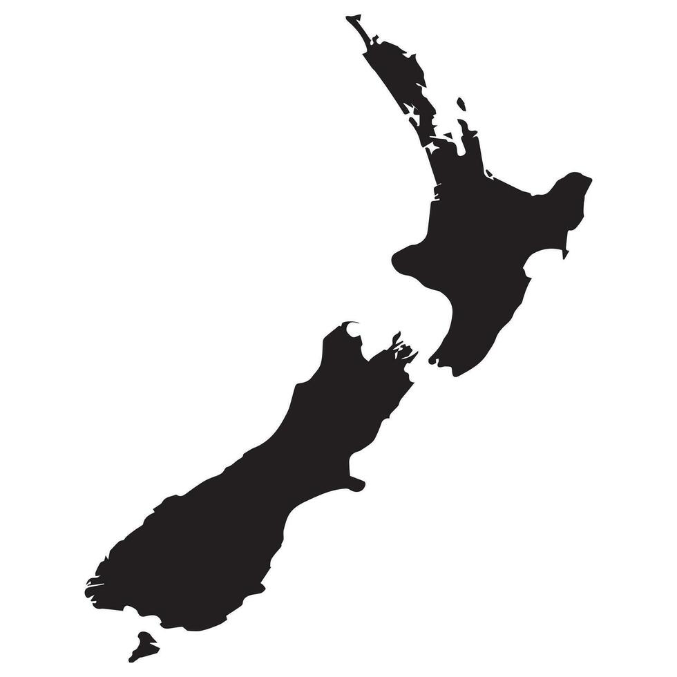 New Zealand Map Silhouette Vector Illustration