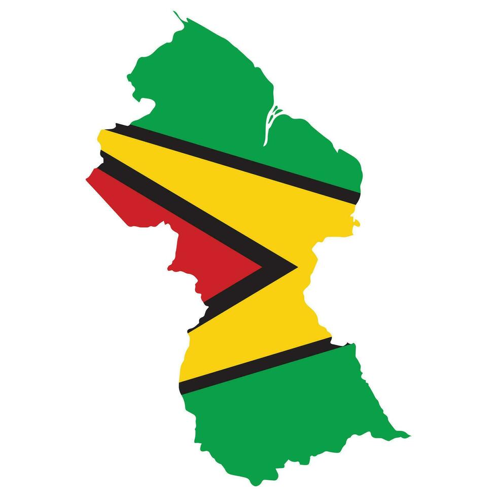 Map of Guyana with national flag. Highly detailed editable map of Guyana, South America country territory borders. Political or geographical design vector illustration on white background