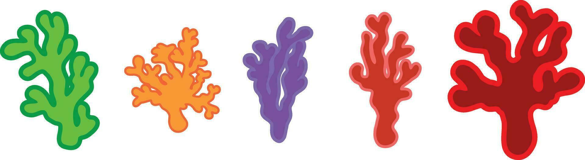 Set of sea corals on a white background vector