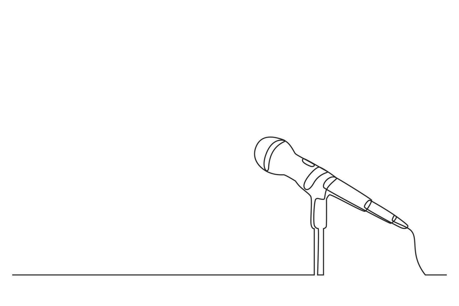 Continuous line drawing of mic on white background. - Vector