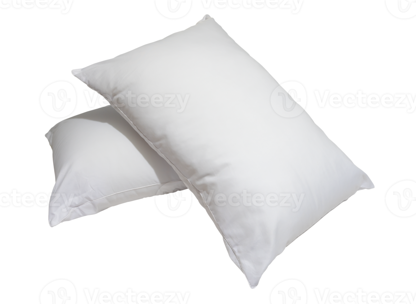 White pillows in stack in hotel or resort room isolated with clipping path in png file format Concept of comfortable and happy sleep in daily life