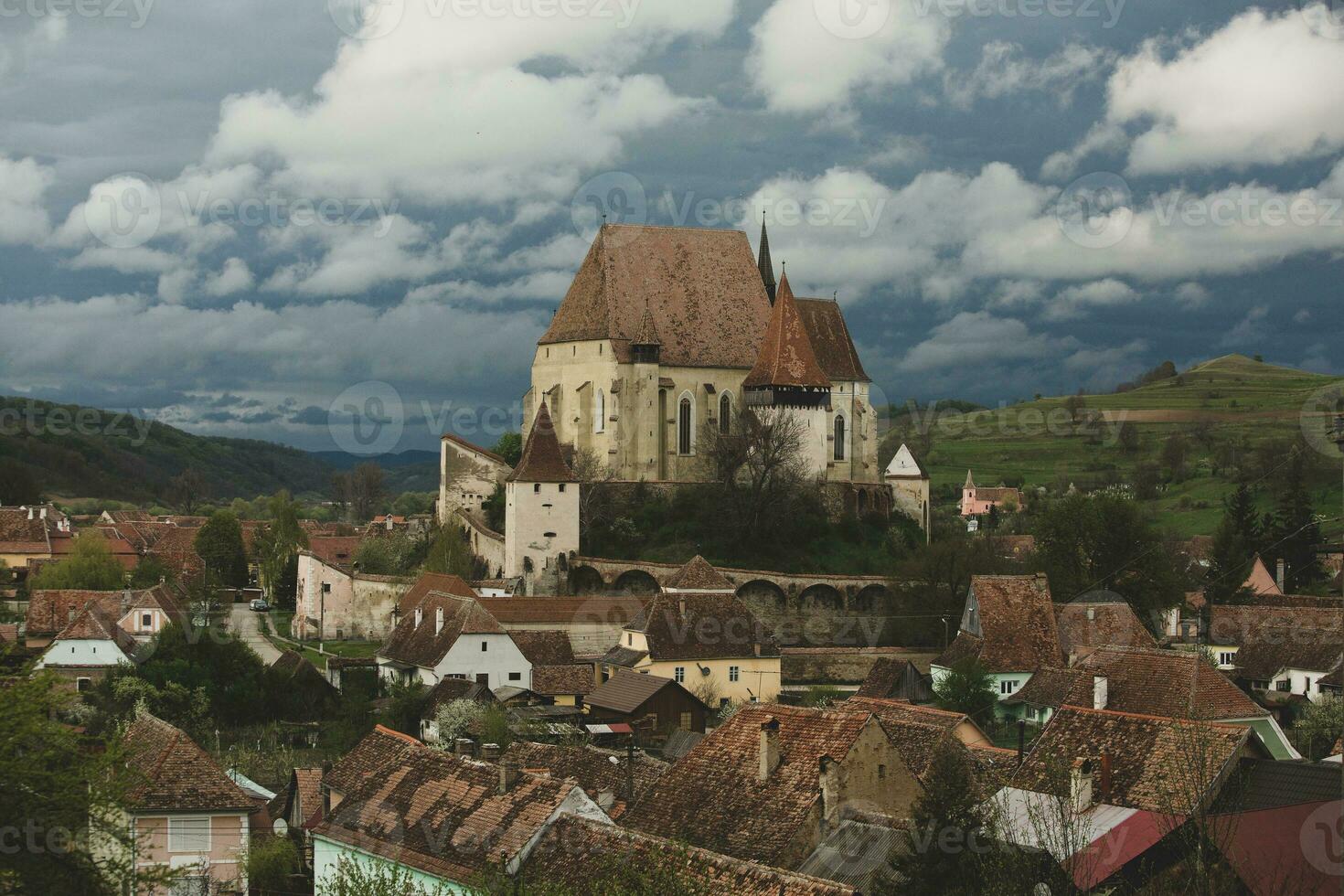 Biertan a very beautiful medieval village in Transylvania, Romania. A historical town in Romania that has preserved the Frankish and Gothic architectural style. Travel photo. photo