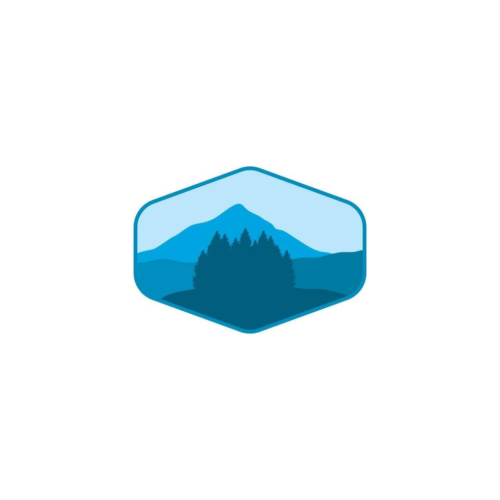 Mountain and forest illustration with minimalistic design. vector