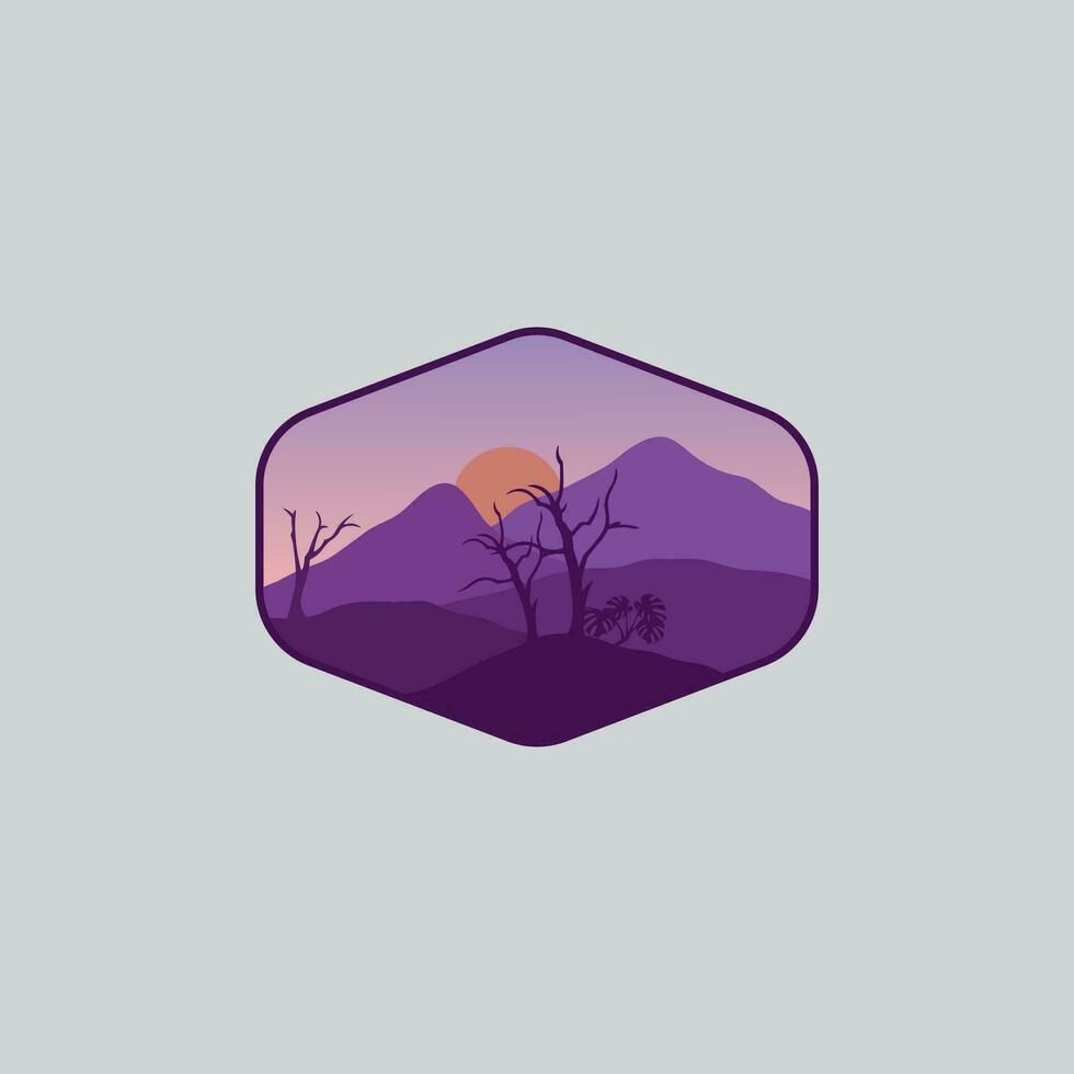 Mountain and forest illustration with minimalistic design. vector