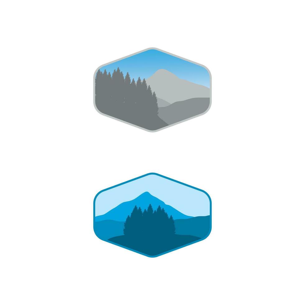 Mountain and forest illustration with minimalistic design. vector