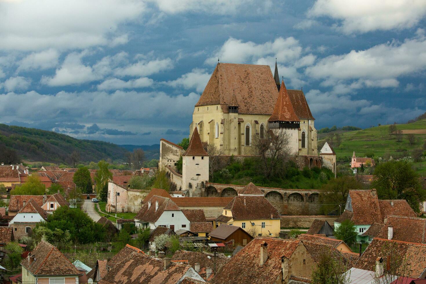 Biertan a very beautiful medieval village in Transylvania, Romania. A historical town in Romania that has preserved the Frankish and Gothic architectural style. Travel photo. photo
